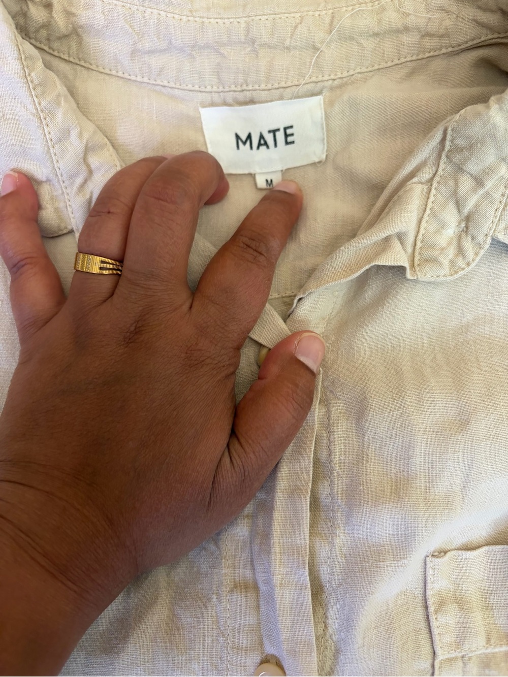 MATE the label oversized womens linen shirt sized medium (color off white) - Picture 4 of 5